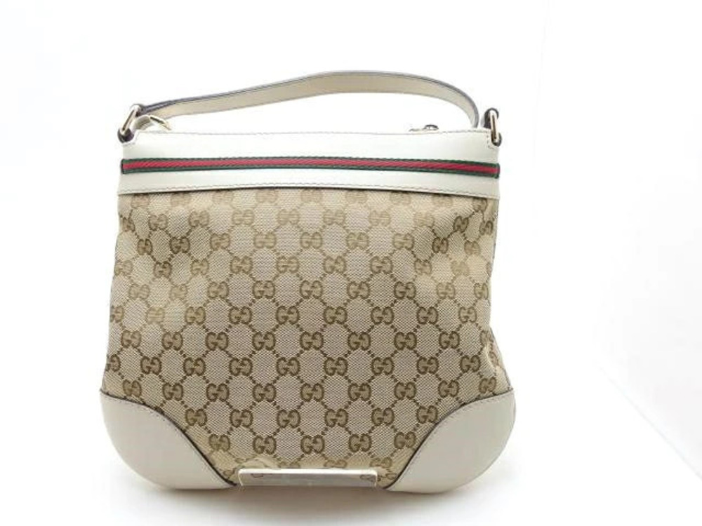 Gucci leather bag canvas Canvas white Mayfair Web beige crossbody GG White Tan